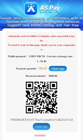 Step 3: Please save the QR code and open your USDT wallet to transfer money through this QR code