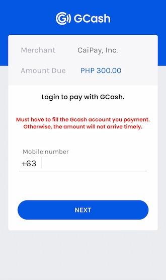 Step 4: Log in to pay with GCash. Please fill in your GCash registration phone number